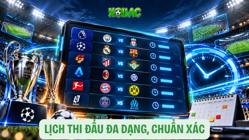 Lịch thi đấu đa dạng, chính xác
